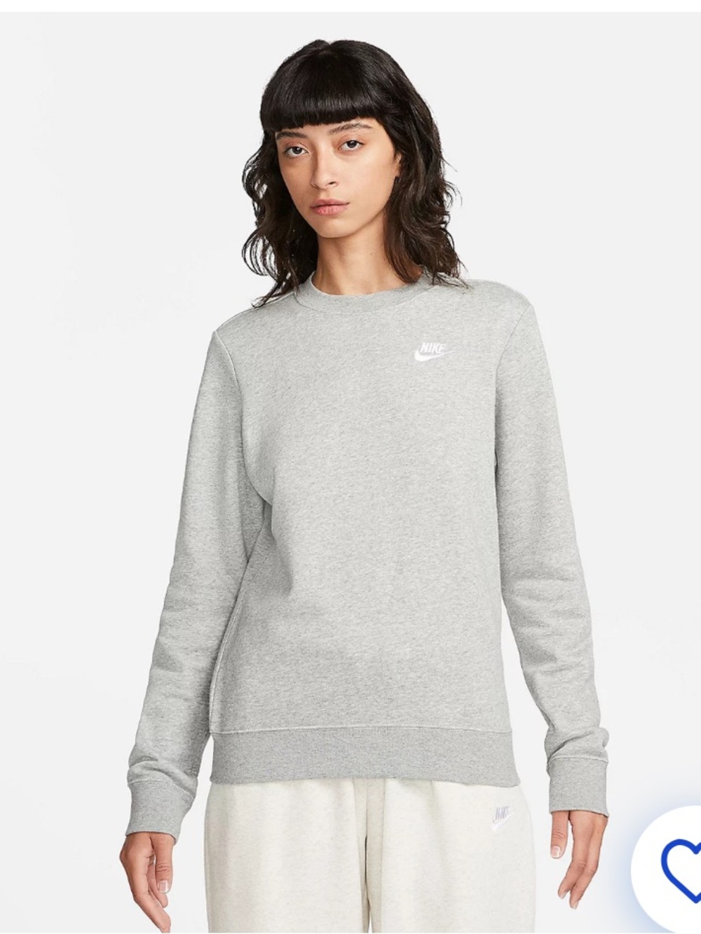 Nike Women’s Crew Neck Club Fleece Lt Grey Heather Pullover Sweatshirt. Sz X